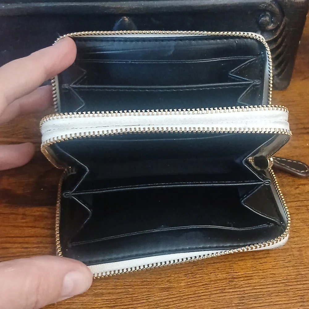 Project Wallet Re Paint Coach Cream and Black Butterfly Wallet - Picture 3 of 9